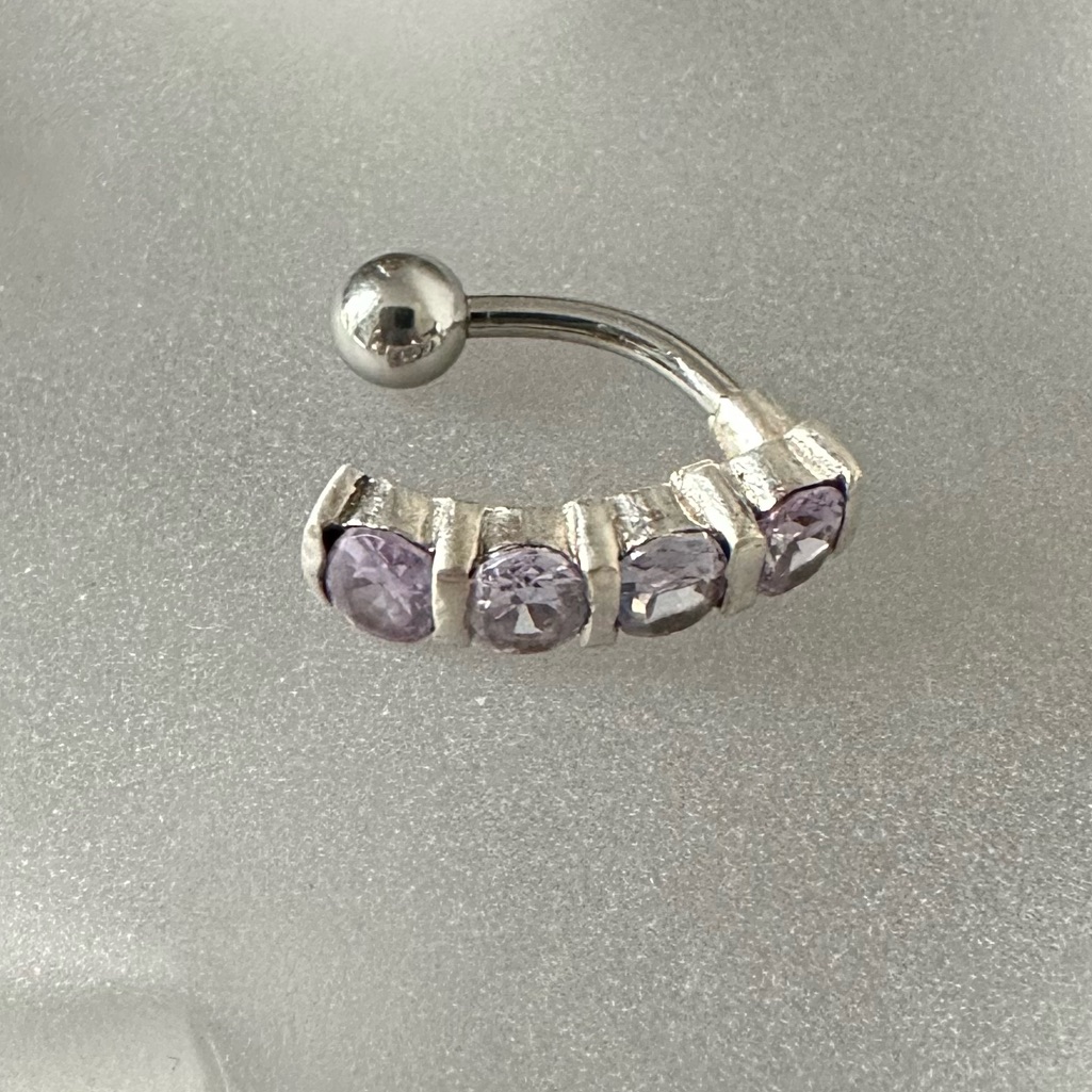 Sterling Silver & Cz Navel Ring